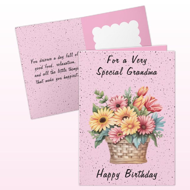 For a very special grandma flowers pink birthday card (Creator Uploaded)
