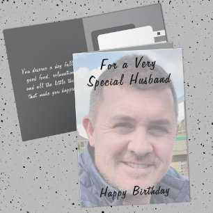 For a very special husband photo grey birthday card