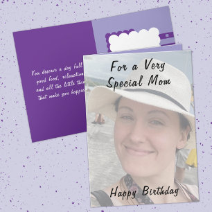 For a very special mum photo purple birthday card