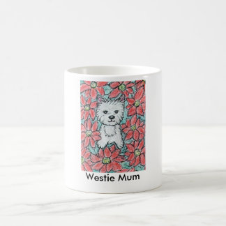 FOR A WESTIE MUM with POINSETTIAS Christmas Coffee Mug