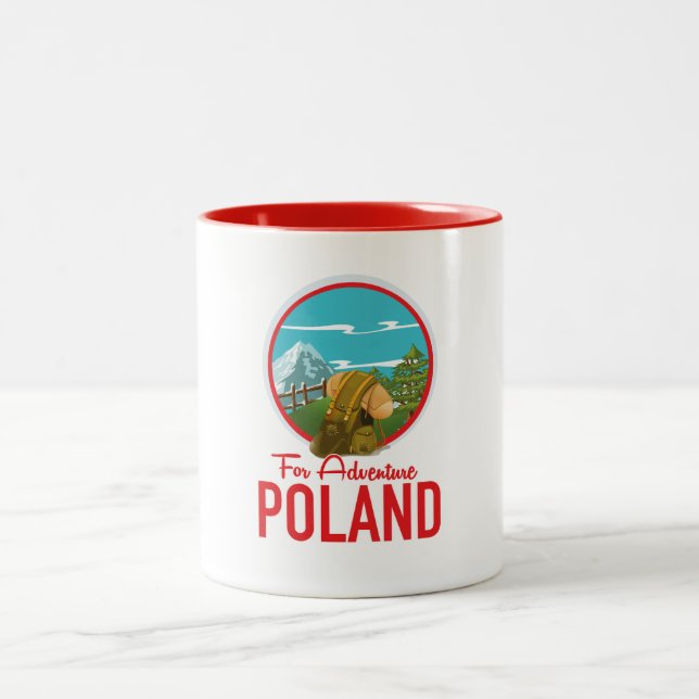 For Adventure Poland Travel logo Two-Tone Coffee Mug (Center)