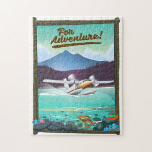 For Adventure! Sea plane travel poster Jigsaw Puzzle