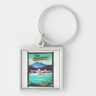 For Adventure! Sea plane travel poster Key Ring