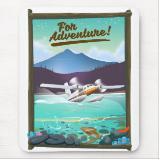 For Adventure! Sea plane travel poster Mouse Pad