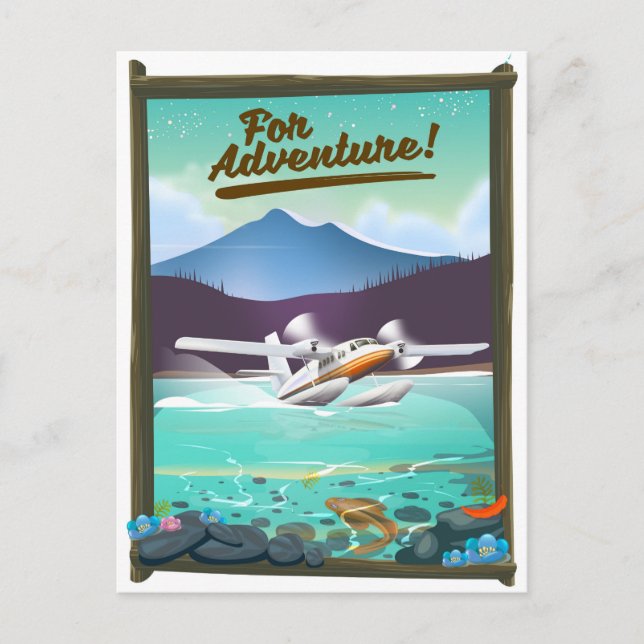 For Adventure! Sea plane travel poster Postcard (Front)