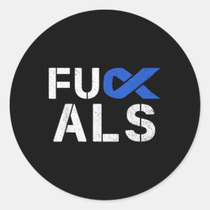 For Als Awareness Month Blue Ribbon Support Squad  Classic Round Sticker