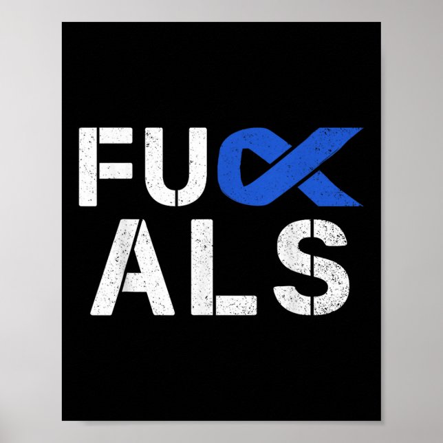 For Als Awareness Month Blue Ribbon Support Squad  Poster (Front)