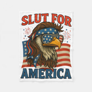 For America 4th Of July Patriotic Fleece Blanket