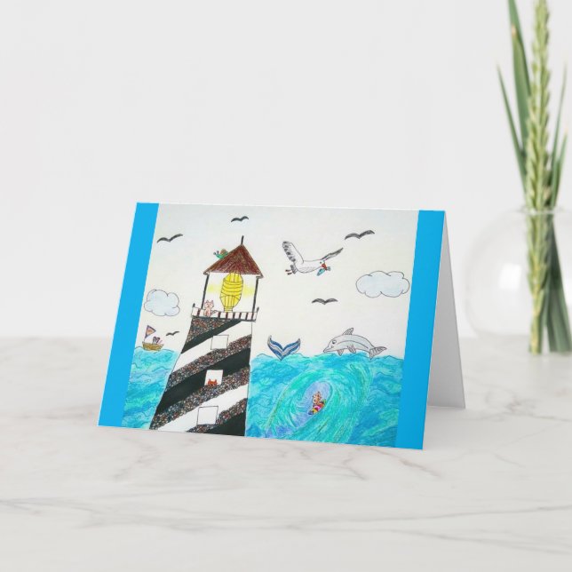 For Any Cat Lover - " A Day At The Sea" Card (Front)