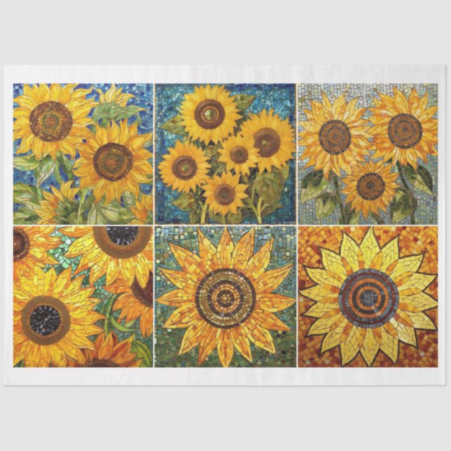 For Artists and Crafters Mosaic Sunflower Texture Tissue Paper (Front)