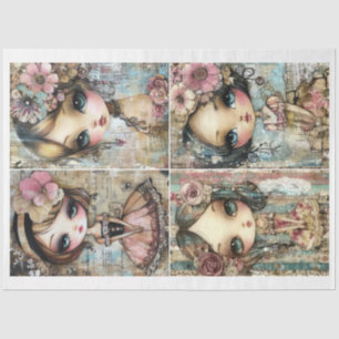 For Artists and Crafters Whimsical Girl Ephemera Tissue Paper