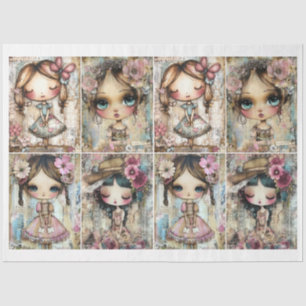 For Artists and Crafters Whimsical Girl Ephemera Tissue Paper