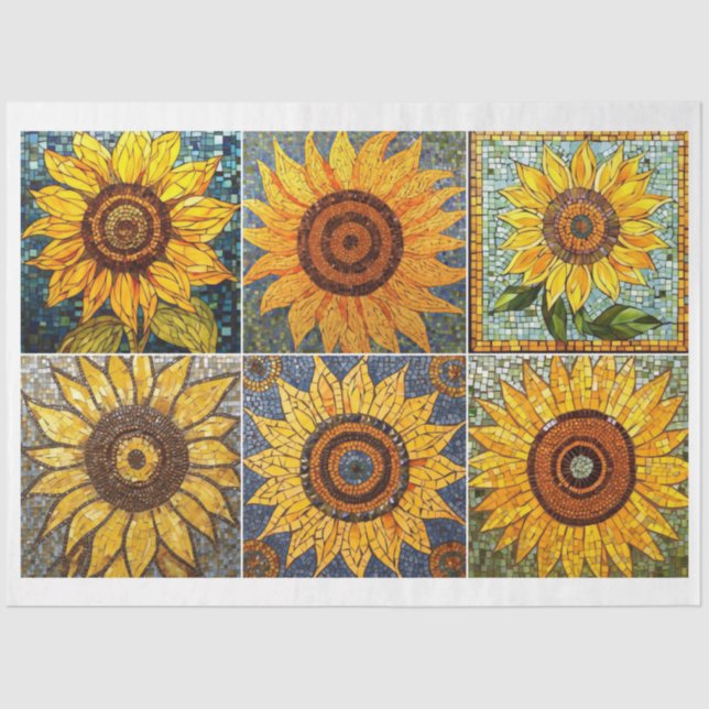 For Artists Crafters Mosaic Sunflower Texture 2 Tissue Paper (Front)