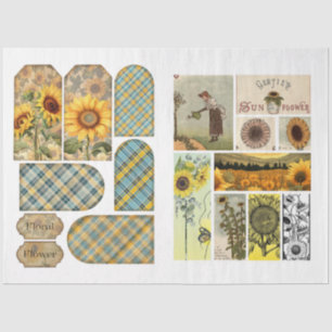 For Artists Crafters Sunflower Ephemera Tissue Paper