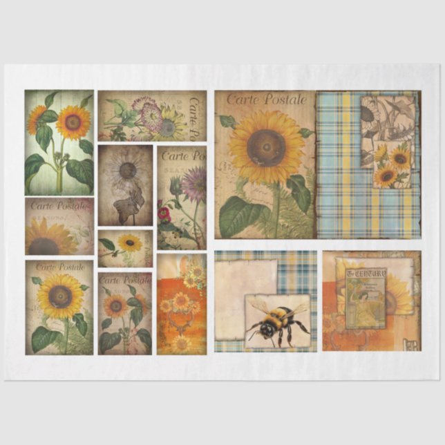 For Artists Crafters Sunflower Ephemera  Tissue Paper (Front)