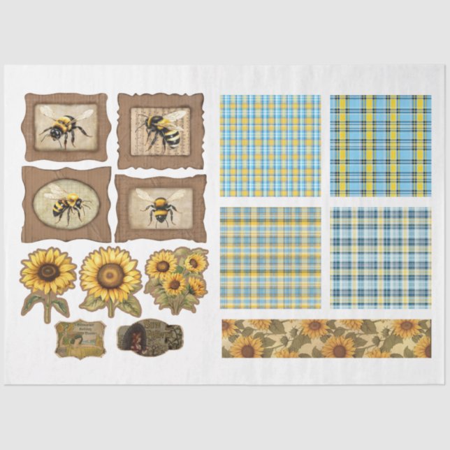 For Artists Crafters Sunflower Ephemera  Tissue Paper (Front)
