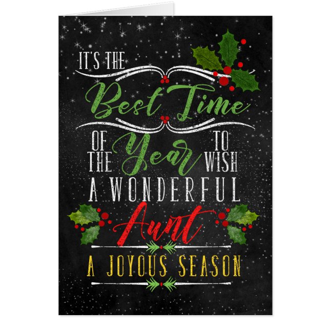 for Aunt Best Time of Year Christmas Chalk (Front)