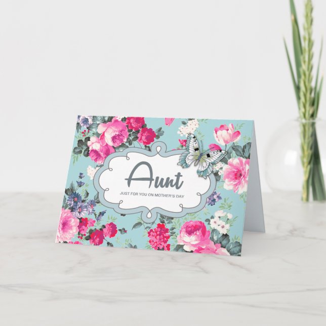 For Aunt on Mother's Day. Vintage Roses Card (Front)