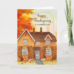 for Aunt Thanksgiving Autumn Home Holiday Card