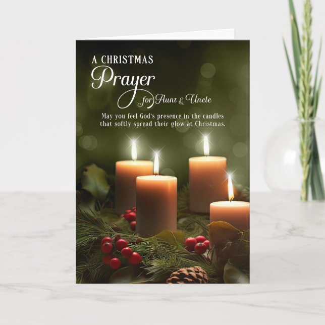 for Aunt Uncle Christmas Prayer Christian Candles Holiday Card (Front)