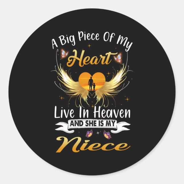 For Aunt Uncle Loved Missed Niece In Heaven Miss M Classic Round Sticker (Front)