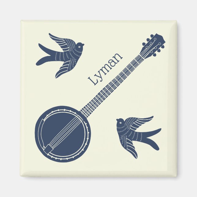 For Banjo Players Banjo and Birds Personalised Magnet (Front)