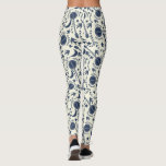 For Banjo Players Blue and Cream Folk Art Pattern Leggings<br><div class="desc">These illustrated leggings are perfect for banjo players and anyone who loves bluegrass music. They have a folk art style pattern with illustrations of banjos,  birds,  moons,  stars and botanical vine accents all in navy blue set against a cream or ivory coloured background.</div>