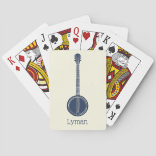 For Banjo Players Navy Blue Personalised Playing Cards