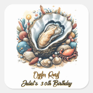 For Beach Seafood pearl oyster roast 30th Birthday Square Sticker