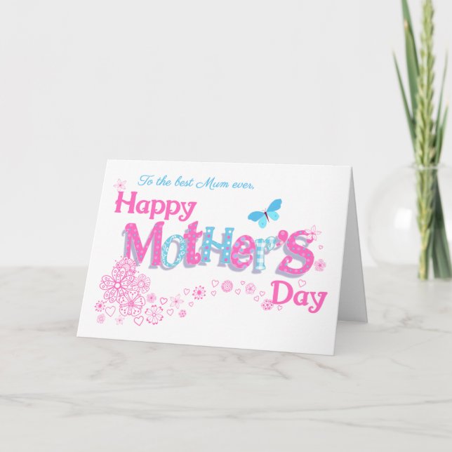 For Best Mom Ever Mother's Day with Flowers Card (Front)