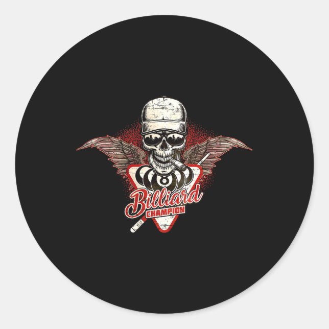 For Billiards Champion Players - Smoking Wings Sku Classic Round Sticker (Front)
