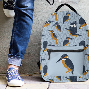 For Bird Lovers Cosy Kingfishers Patterned Printed Backpack