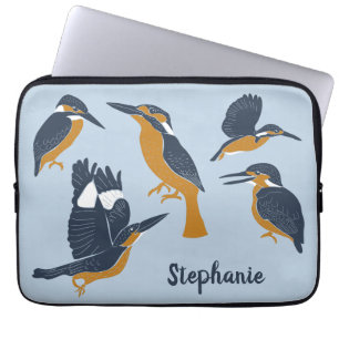 For Bird Lovers Cosy Kingfishers Personalised Laptop Sleeve