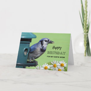 For Birth Mum Birthday with Blue Jay at Feeder Card