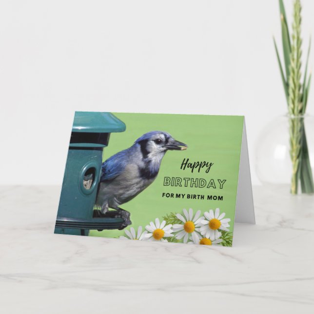 For Birth Mum Birthday with Blue Jay at Feeder Card (Front)