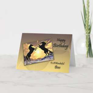 For Boss, Birthday card with rearing horses