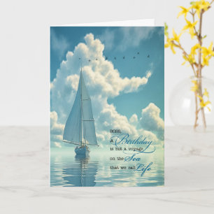 For Boss Birthday Sail Boat Nautical Theme Card