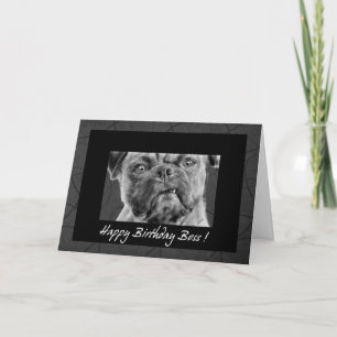 for Boss Funny Pug Dog Birthday Card