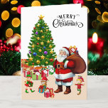 For Boy or Girl Santa Claus & Elves Christmas Kids Holiday Card<br><div class="desc">Sure to bring a smile! Packed full of Christmas fun. Add gift recipients names on gift tags. Inside add text and signature.</div>