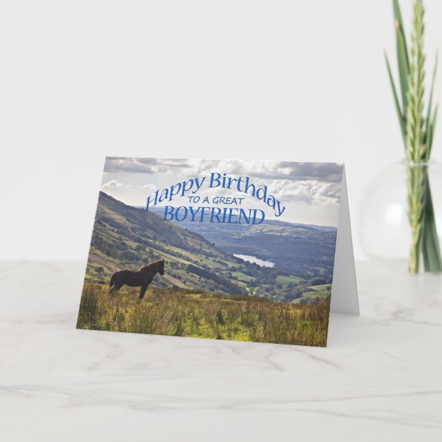 For boyfriend a horse and landscape birthday card (Front)
