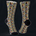 For Boyfriend From Girlfriend Photo Grey  Socks<br><div class="desc">These funny socks for a boyfriend from a girlfriend photo socks feature your own photo in a trendy offset pattern on a grey background and are a fun way for your boyfriend (or husband) to remember you as he pulls on his socks! This is a great birthday or Christmas gift...</div>