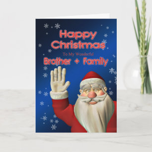 For brother and family, a Santa waving Holiday Card