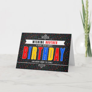 for Brother Colourful Chalkboard Birthday Text Card