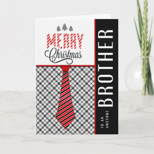 for Brother Merry Christmas Masculine Necktie Holiday Card