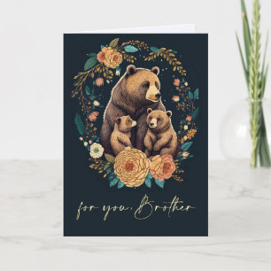 For Brother on Father's Day Cute Bears Folk Art Card