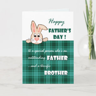 For Brother on Father's Day Cute Bunny Card