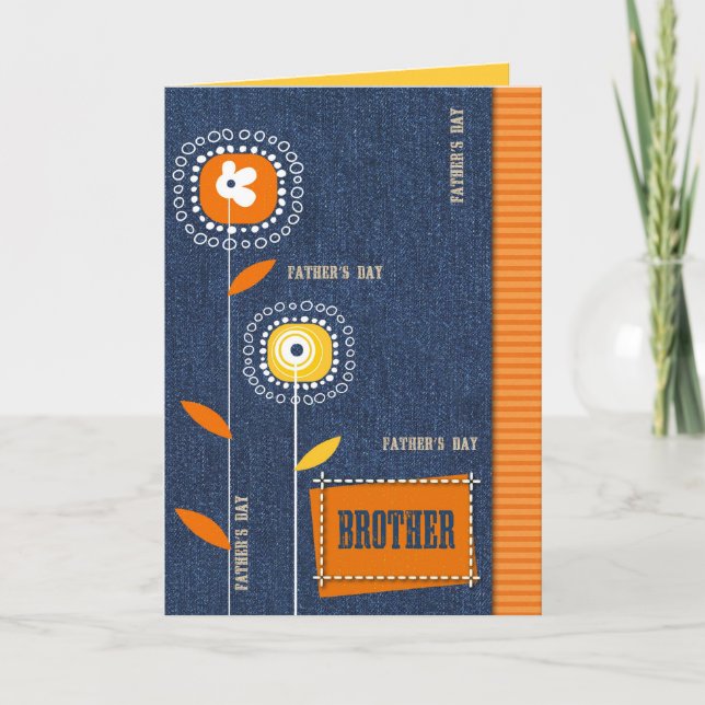 For Brother on Father's Day. Denim Pattern Card (Front)