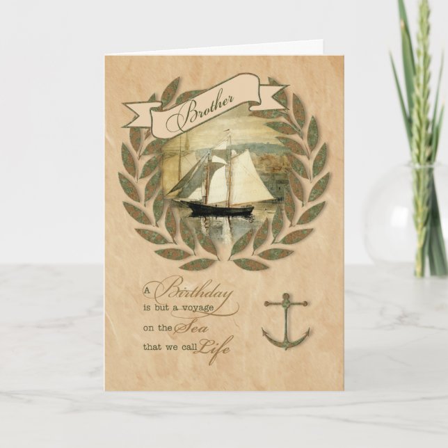 for Brother Sailing the Seas Theme Birthday Card (Front)