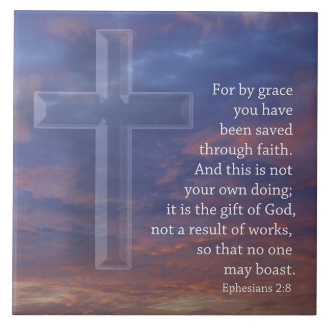 For by grace  cross and sunset tile (Front)
