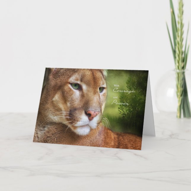 for Cancer Patient Mountain Lion Courage and Power Card (Front)